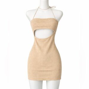 Halter Mini Dress with Cutout